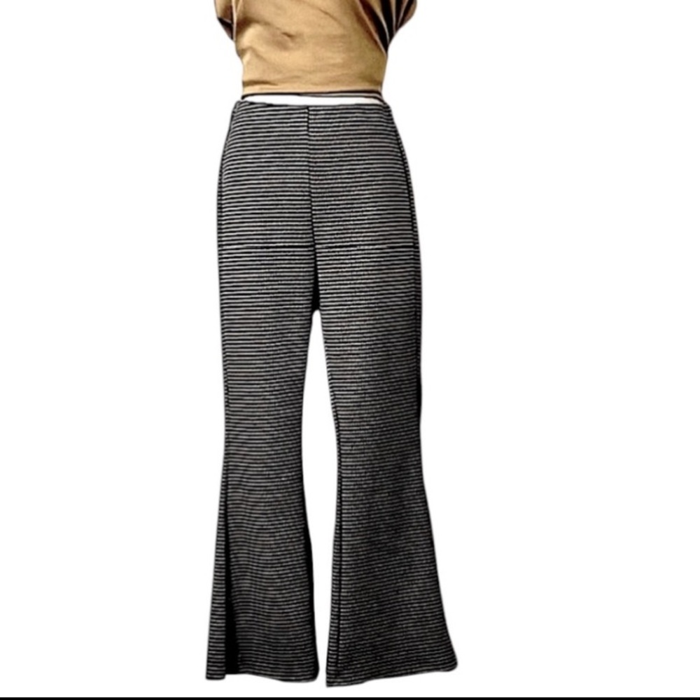 H&M Women’s Houndstooth Black Cream Stretch Flare Retro Bell Bottom Pants S